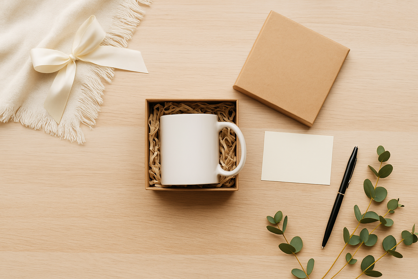 Nyitott ajándékdoboz benne egy bögre és kártya – személyre szabott ajándék ötlet a BogreGuru.hu blogho
