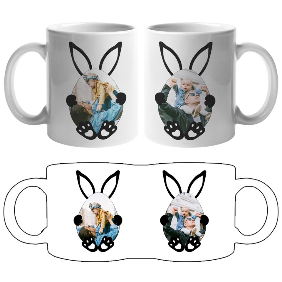 Egyedi képes nyuszitojás ajándék bögre