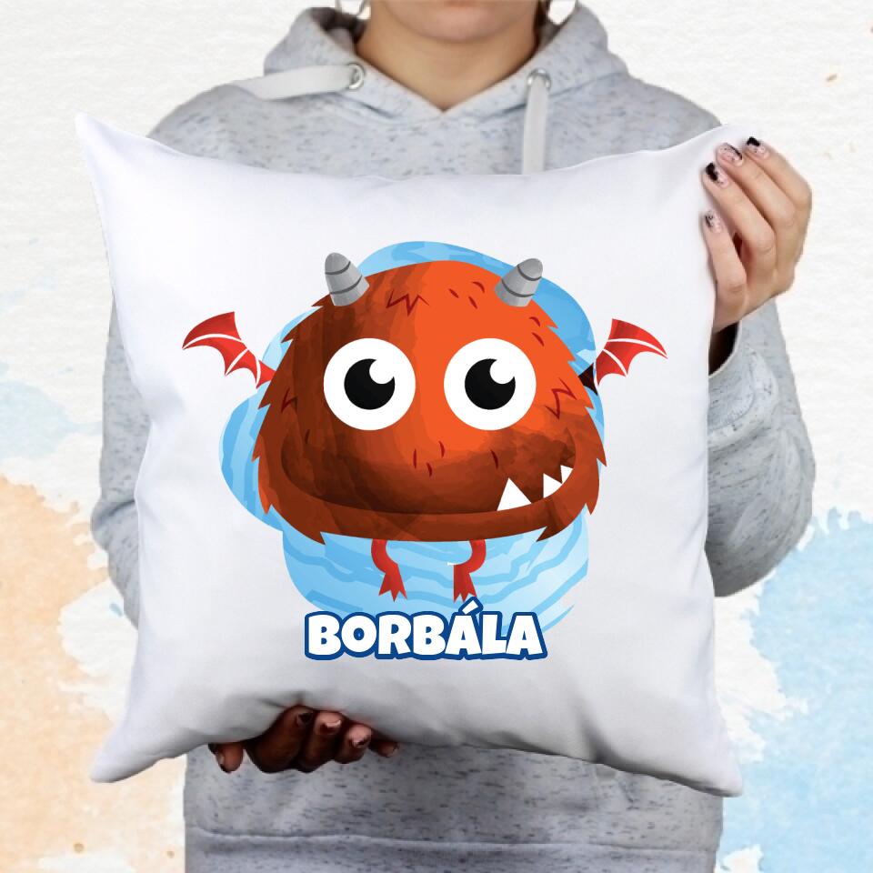 Szörnyes díszpárna saját névvel gyerekeknek