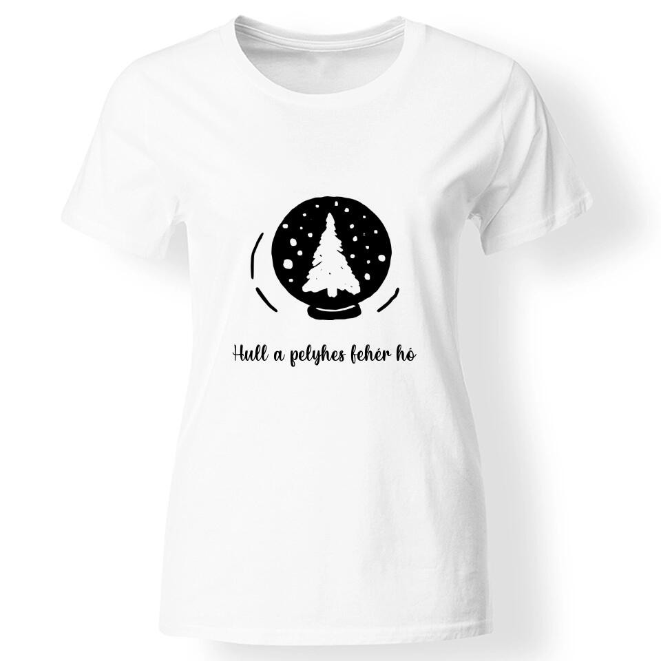 Karácsonyi póló szerkeszthető felirattal nőknek