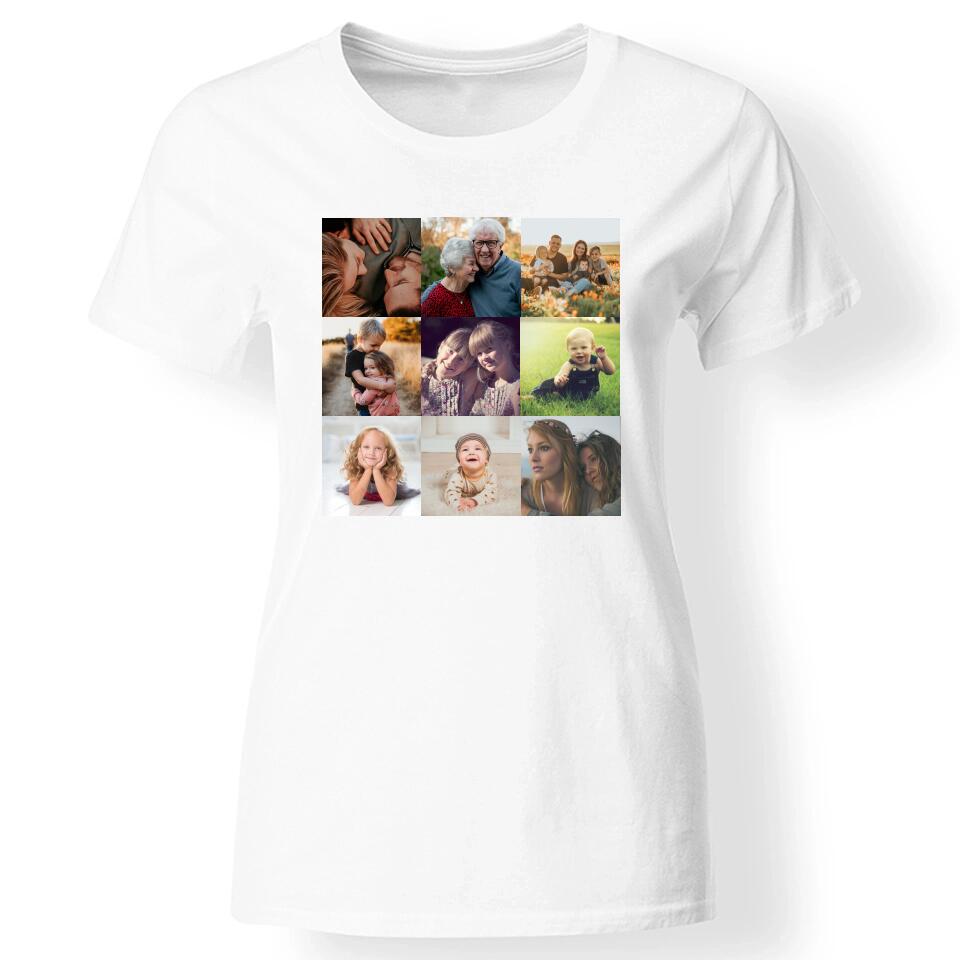 Egyedi 9 fényképes női póló fehér