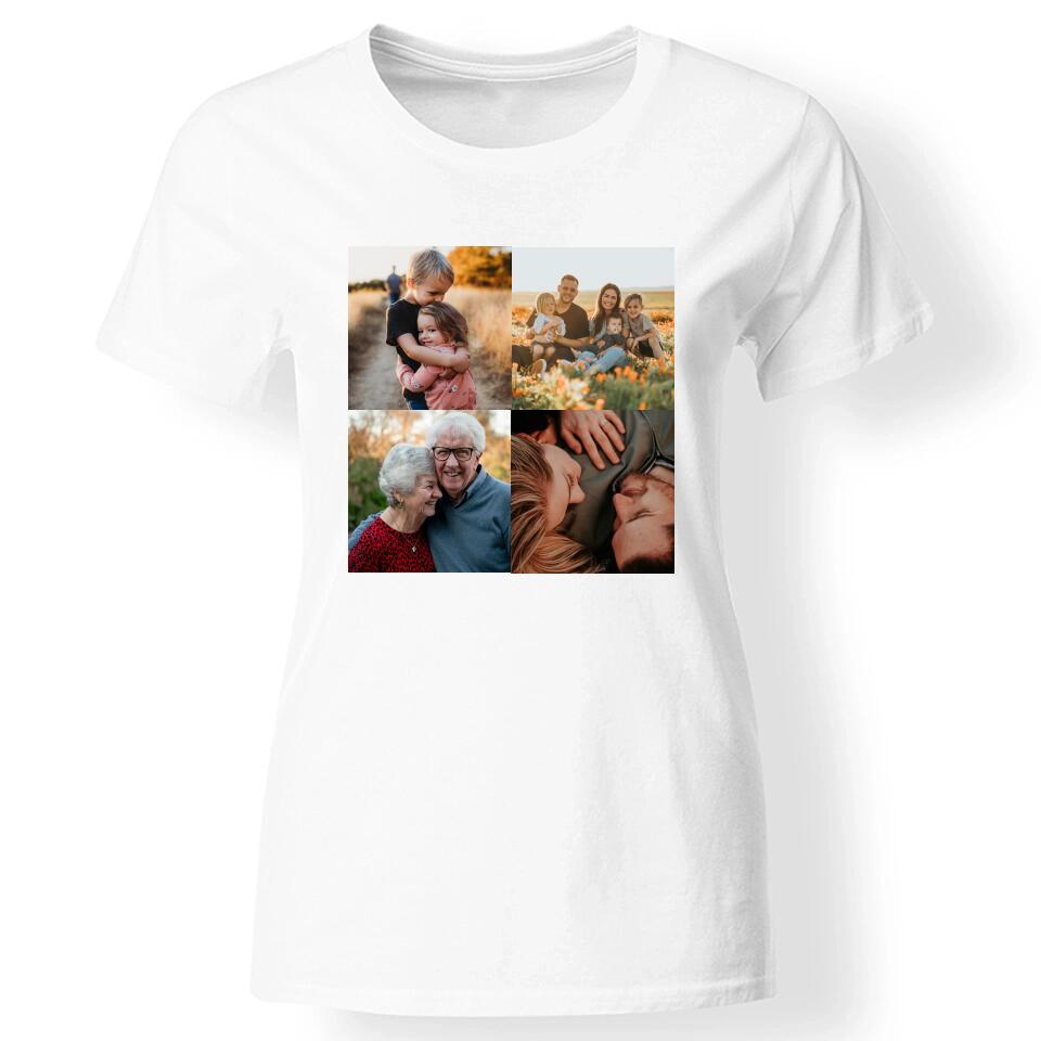Egyedi 4 fényképes női póló fehér