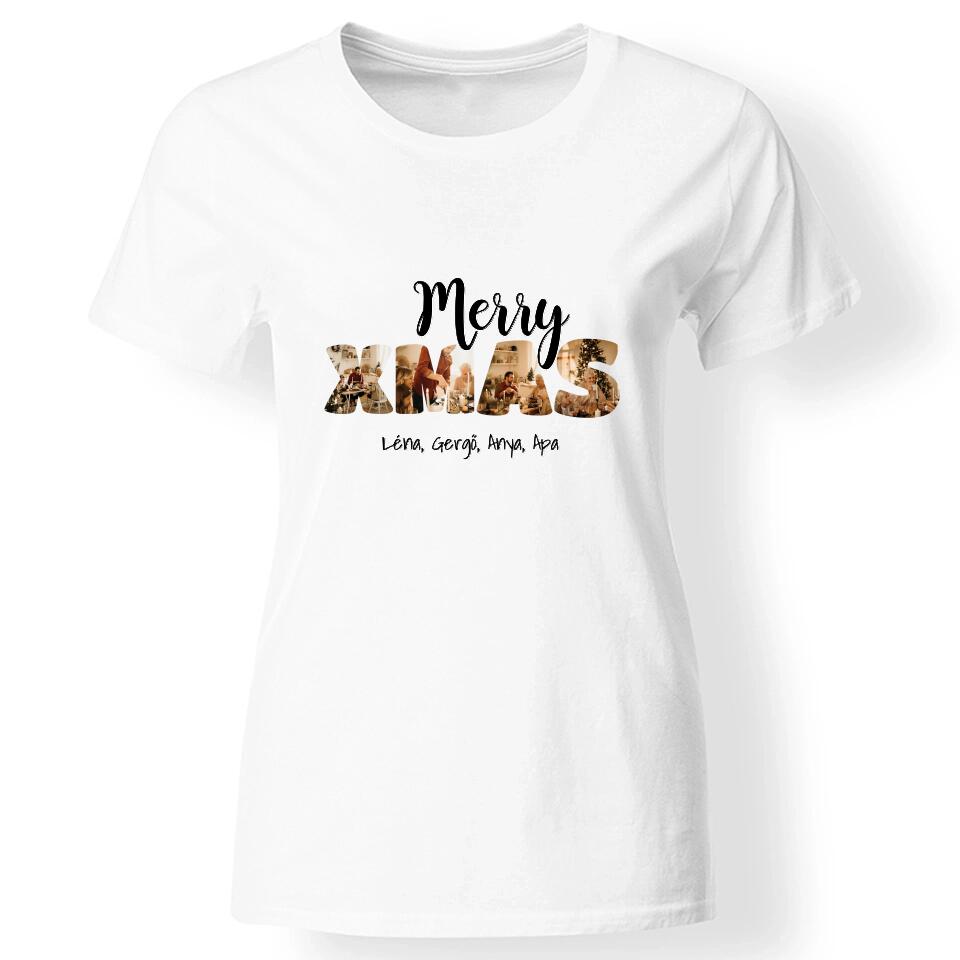 Karácsonyi XMAS női póló fehér