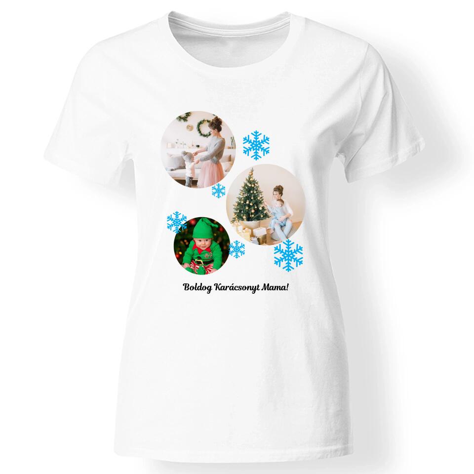 Karácsonyi női póló 3 fotóval fehér