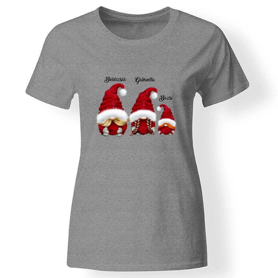 Családi manós póló nőknek szürke