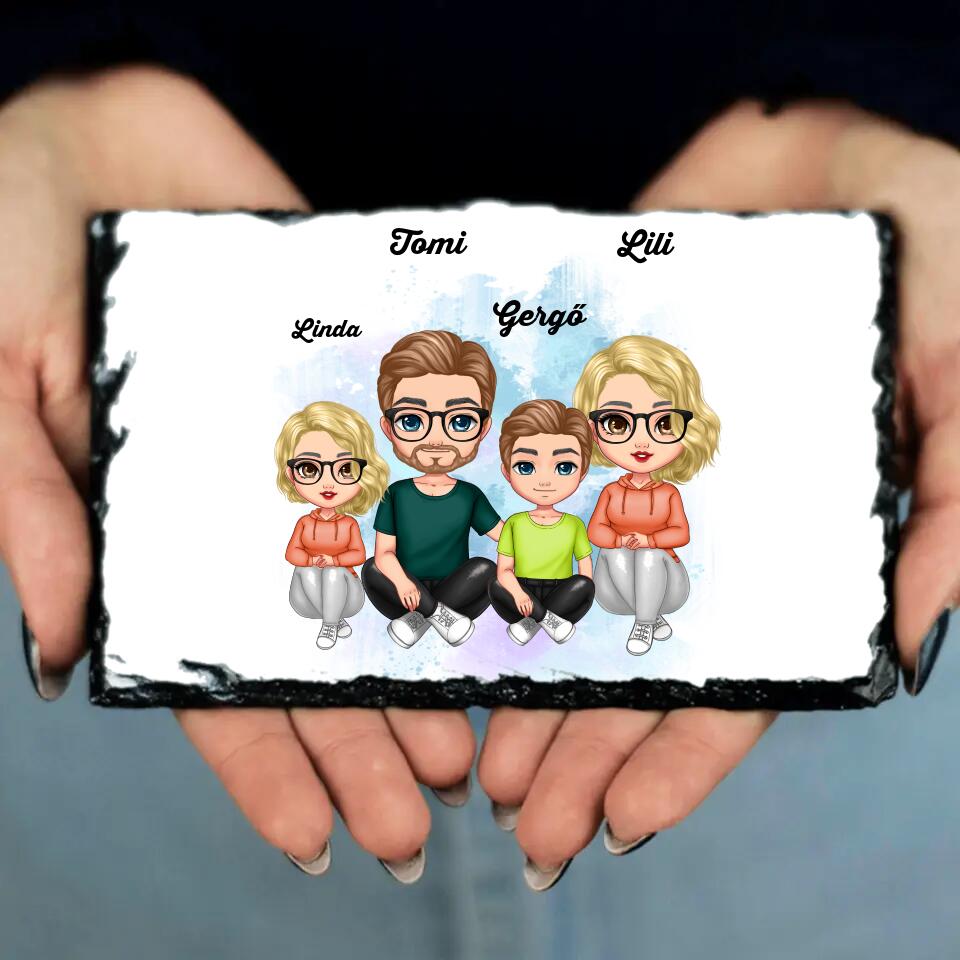 Cuki karakteres többgyerekes család gránitlap