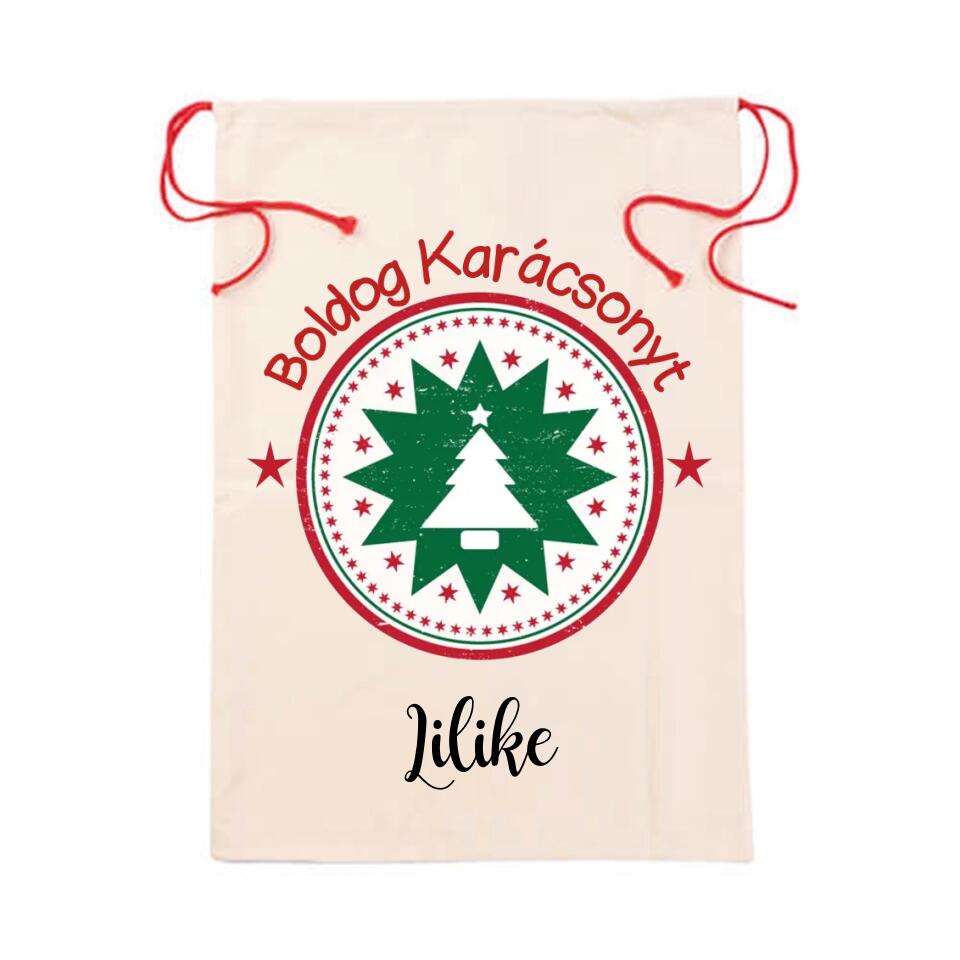 Karácsonyi ajándék zsák egyedi névvel