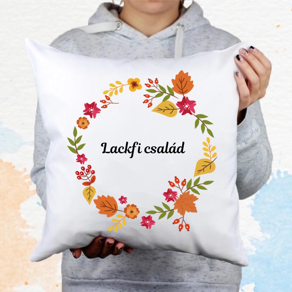 Őszi leveles párna egyedi névvel