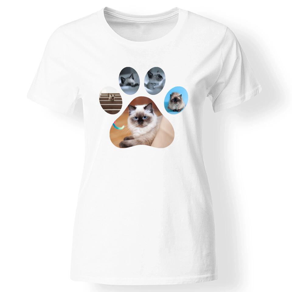 Egyedi fényképes cicás női póló fehér
