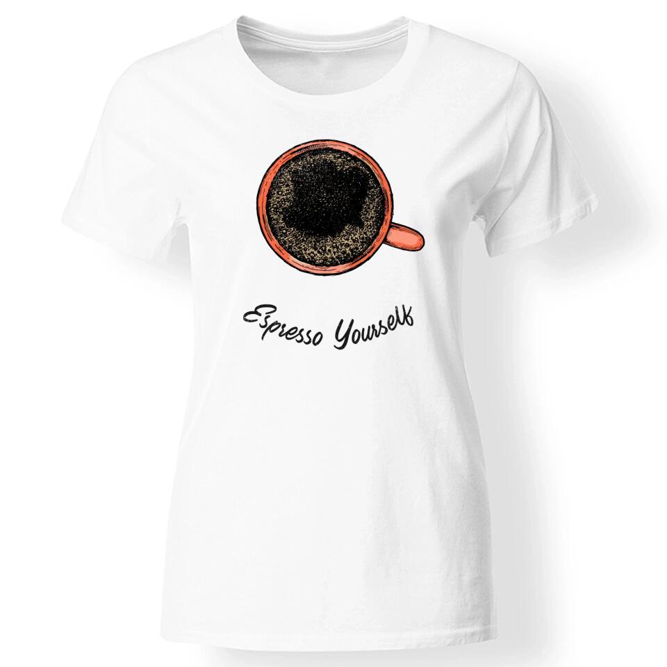 Kávés póló nőknek fehér