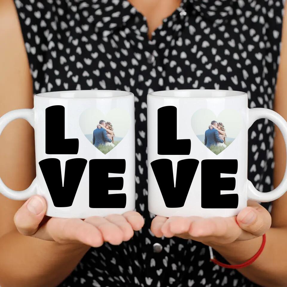 Love feliratos bögre egyedi fotóval