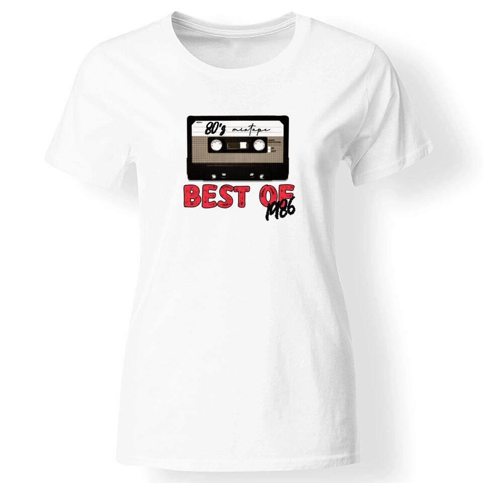 Szülinapi Mixtape póló nőknek fehér