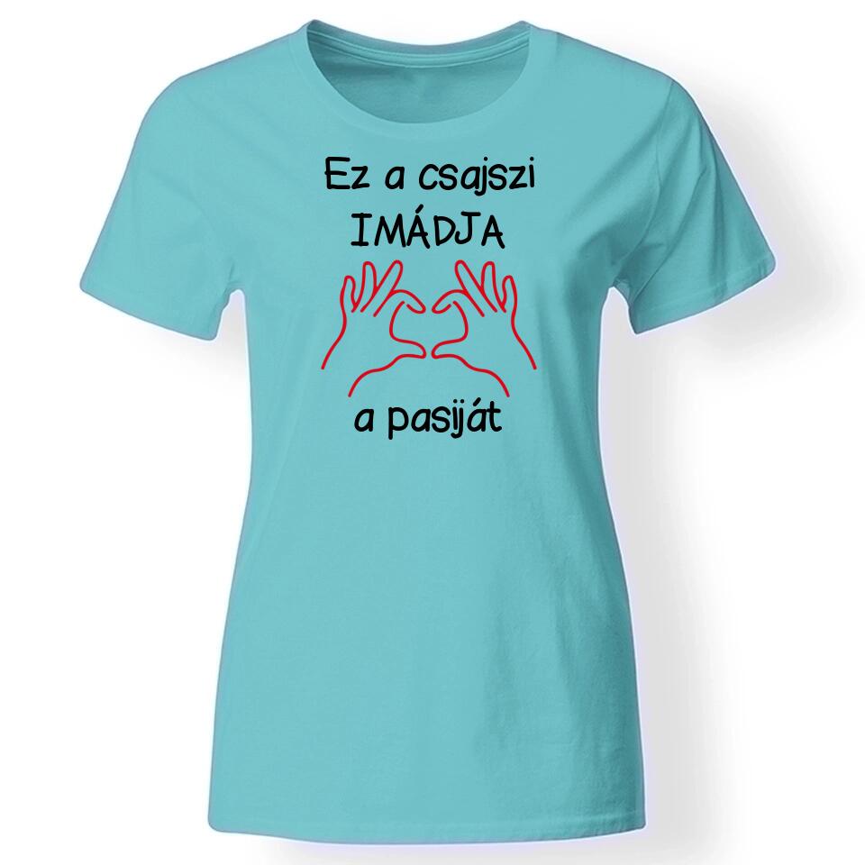 Szerelmes póló nőknek türkiz