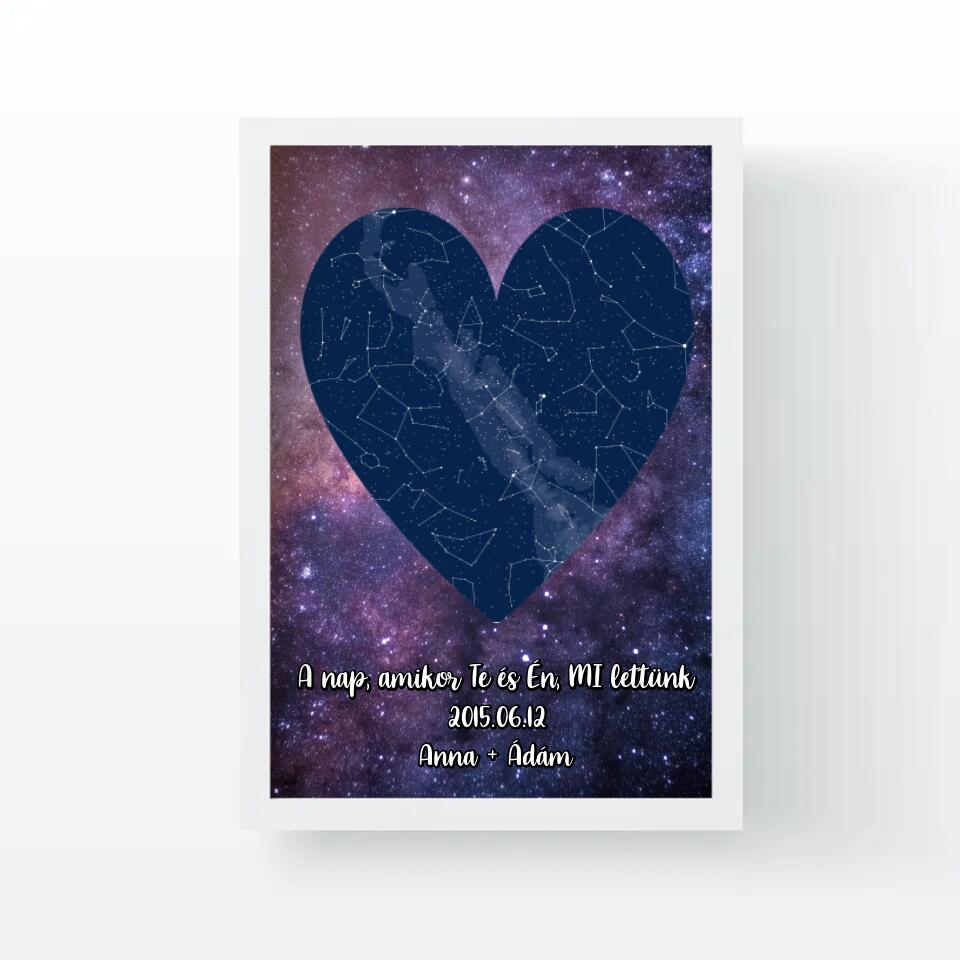 Szív csillagtérkép falikép