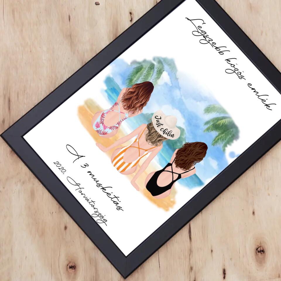 3 barátnő a tengerparton falikép