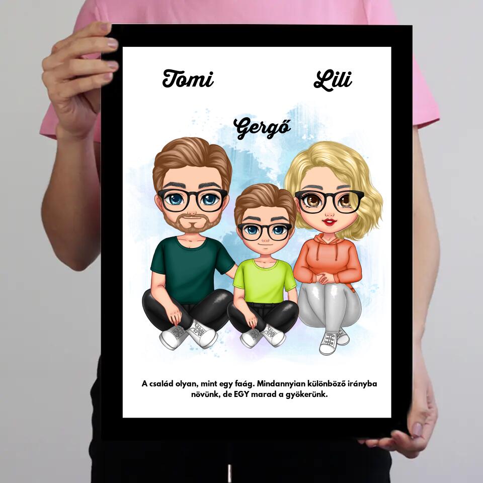 Cukifejű fiús családos falikép