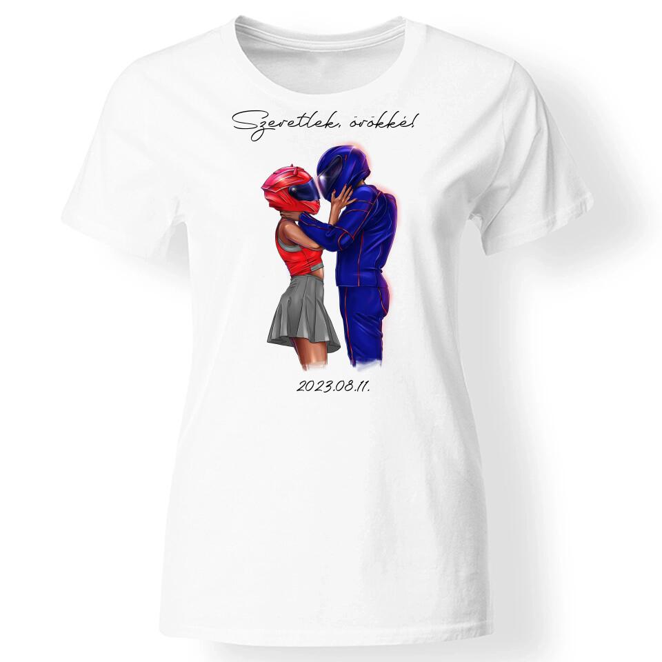 Motoros páros póló nőknek fehér