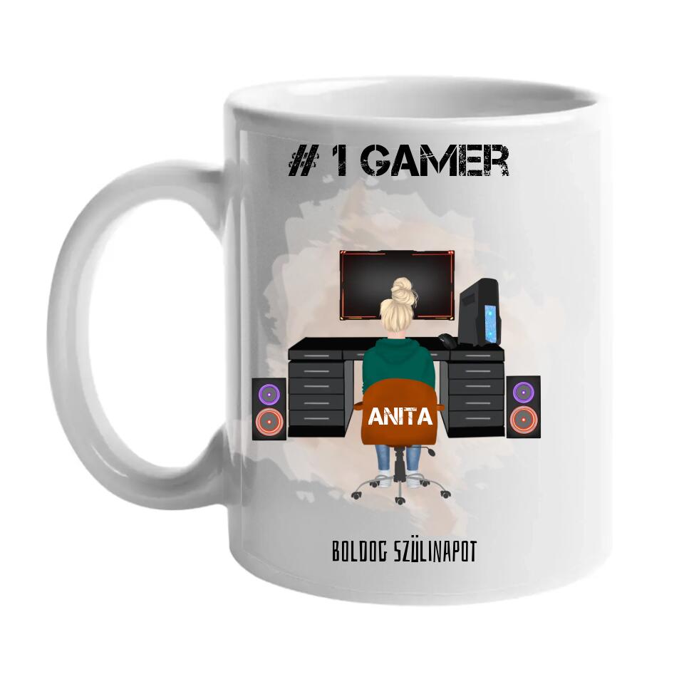 Gamer lányos ajándék bögre