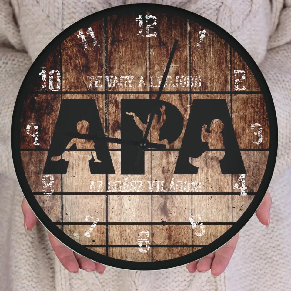 Fa mintás óra apáknak egyedi felirattal