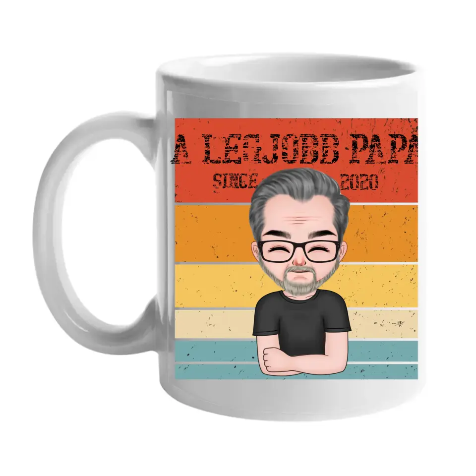 A legjobb Papa bögre szerkeszthető karakterekkel