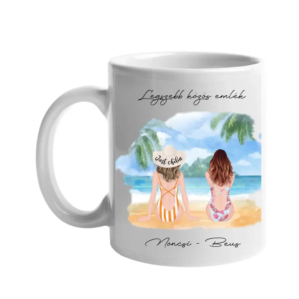 Barátnők a tengerparton bögre