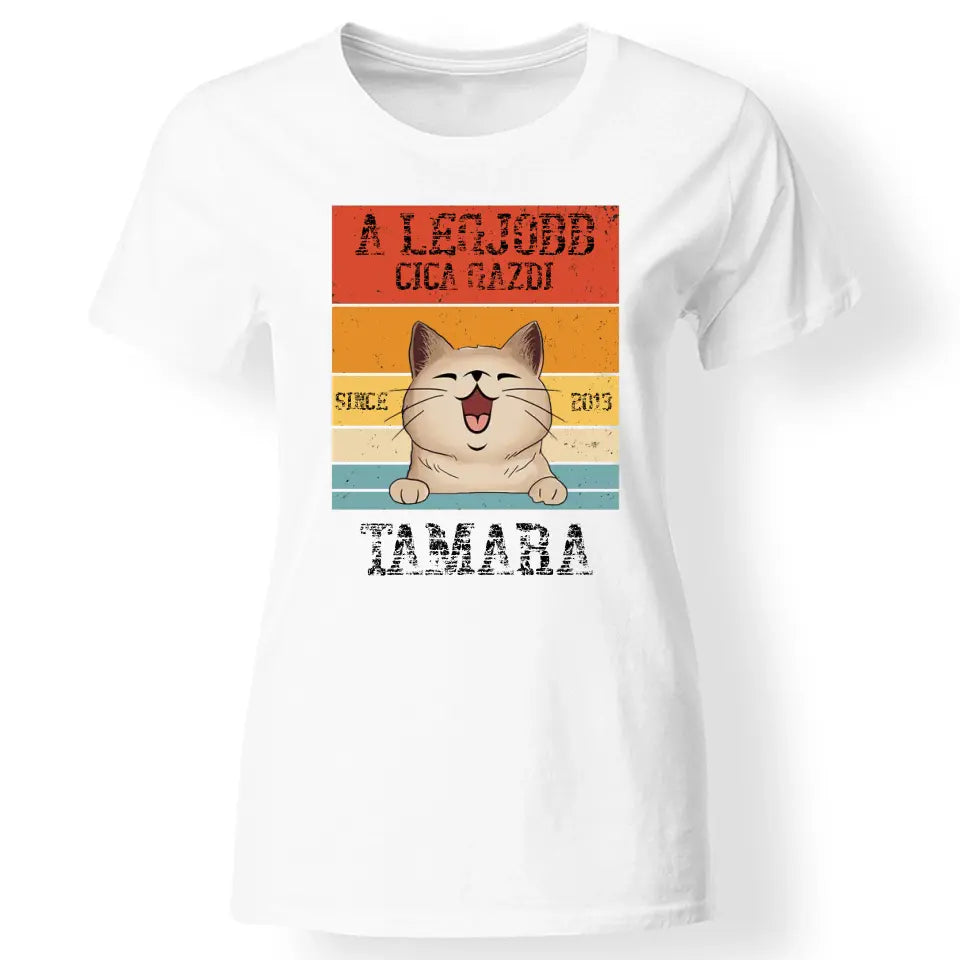 A legjobb cicagazdi egyedi női póló fehér