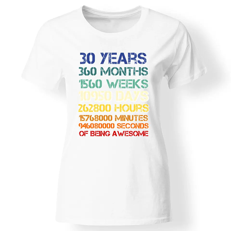 30-as szülinapi póló nőknek fehér