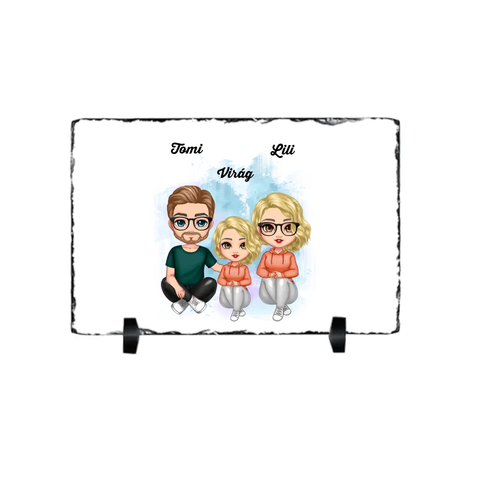 Cuki karakteres lányos család gránitkép