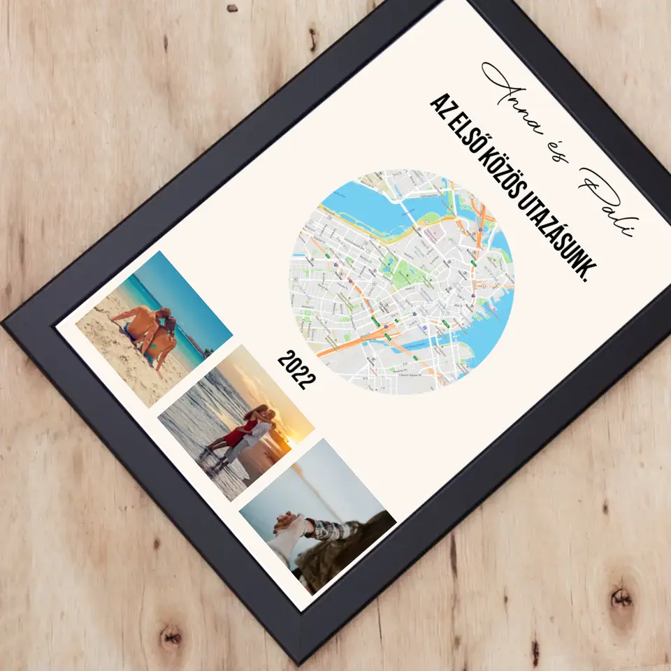 Közös utazás falikép térképpel 3 képpel