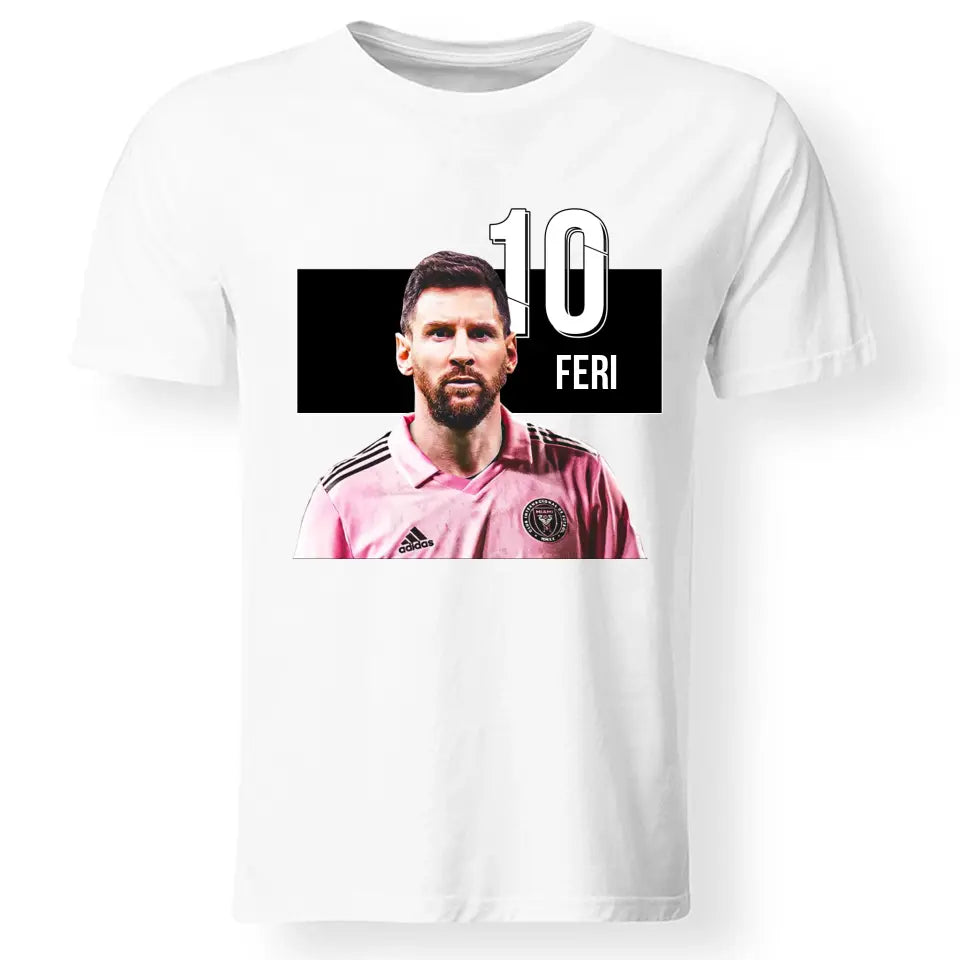 Egyedi Messi Miami póló férfiaknak