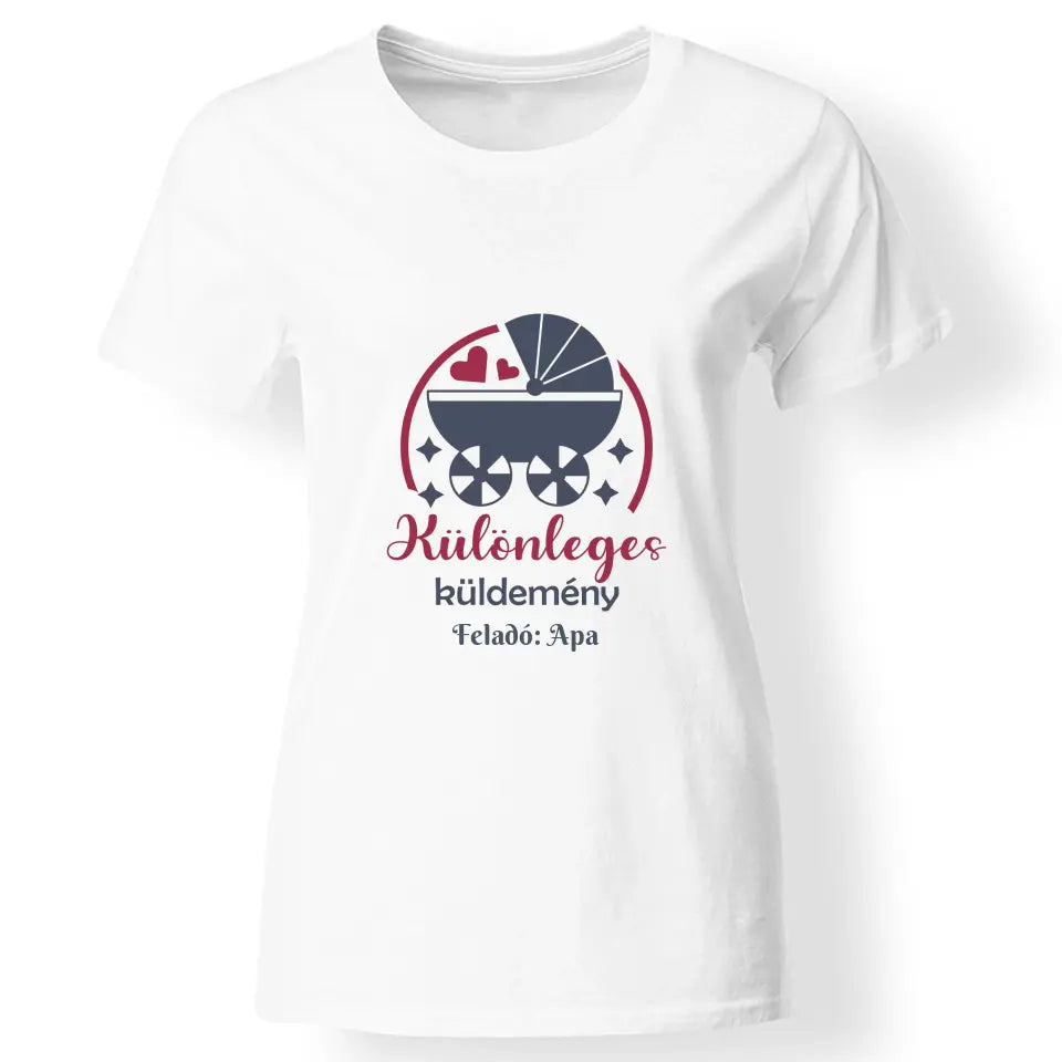Különleges küldemény kismama póló fehér