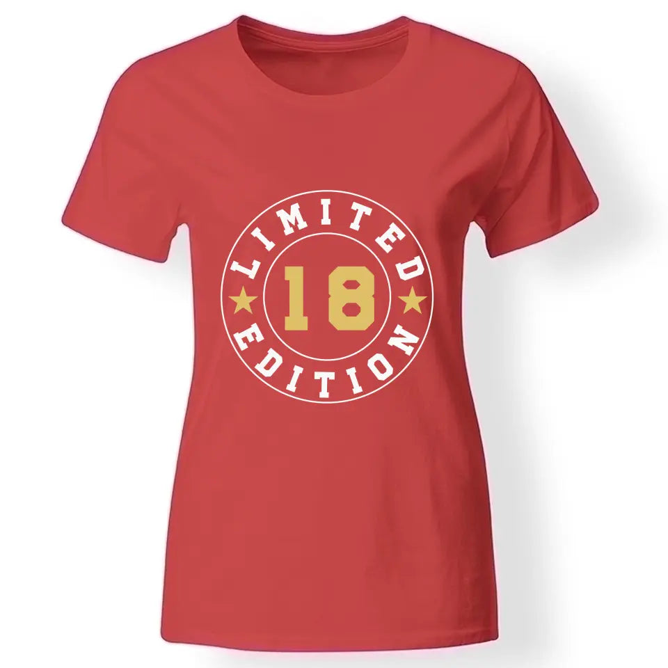Limited 18. szülinapi póló nőknek piros