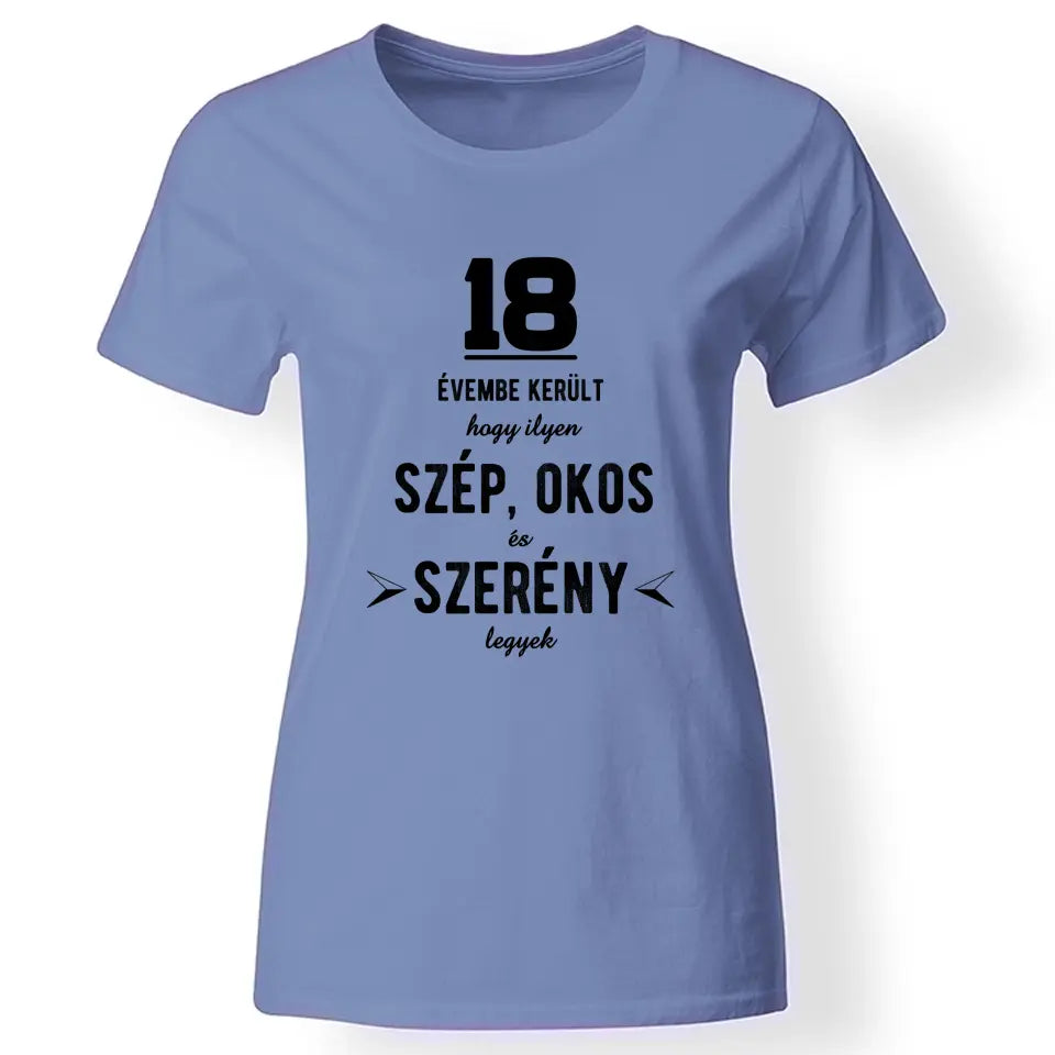 Szép és okos 18. szülinapi póló nőknek kék