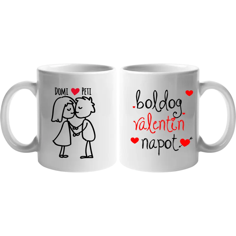 Valentin napi figurás bögre