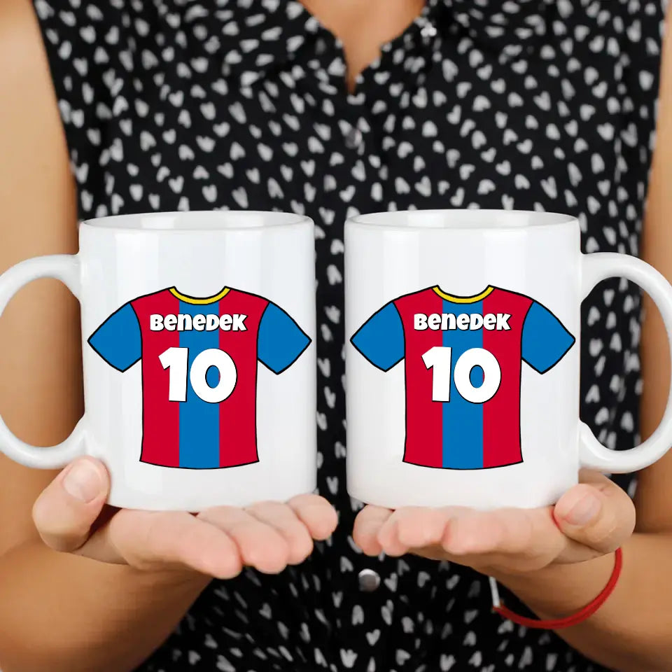 Foci mezes bögre egyedi névvel és számmal