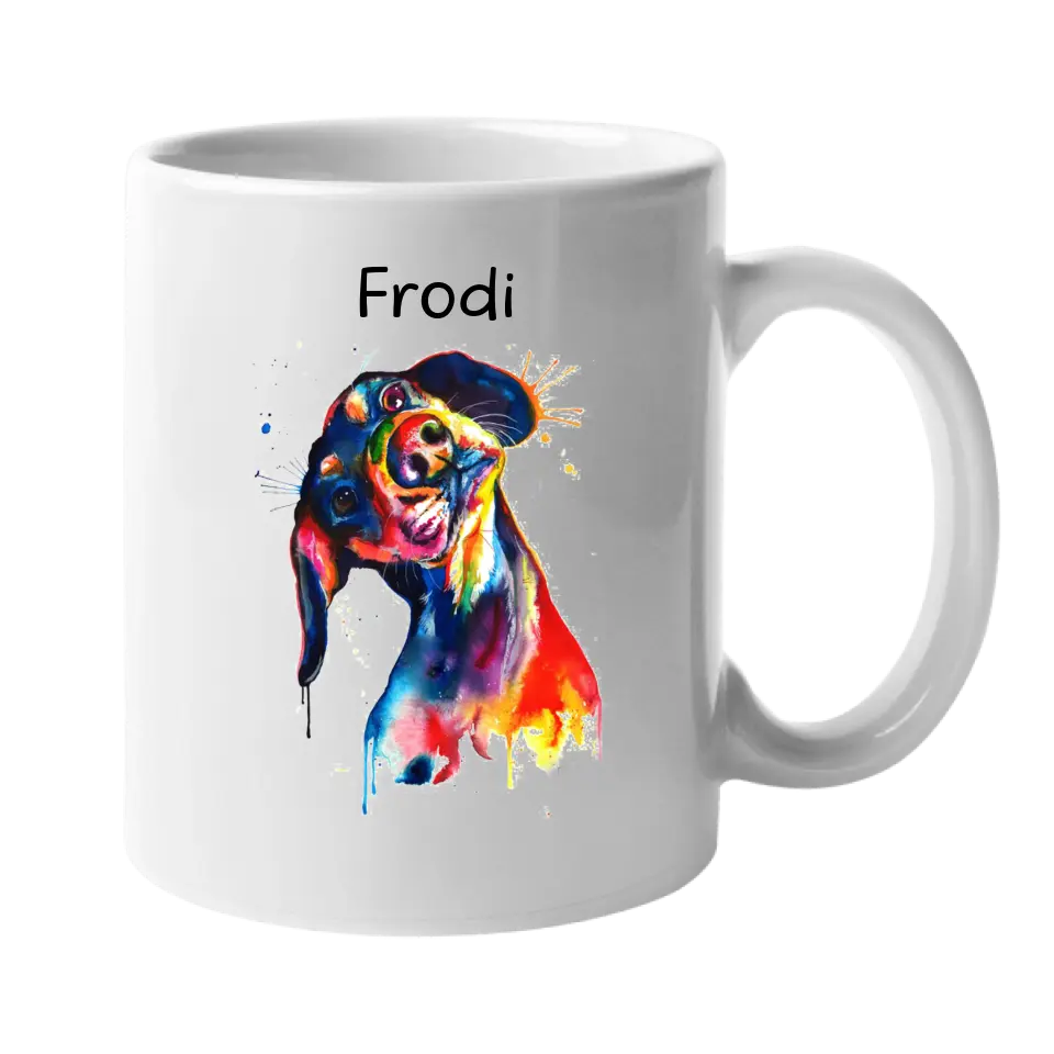 Akvarell hatású kutyás bögre