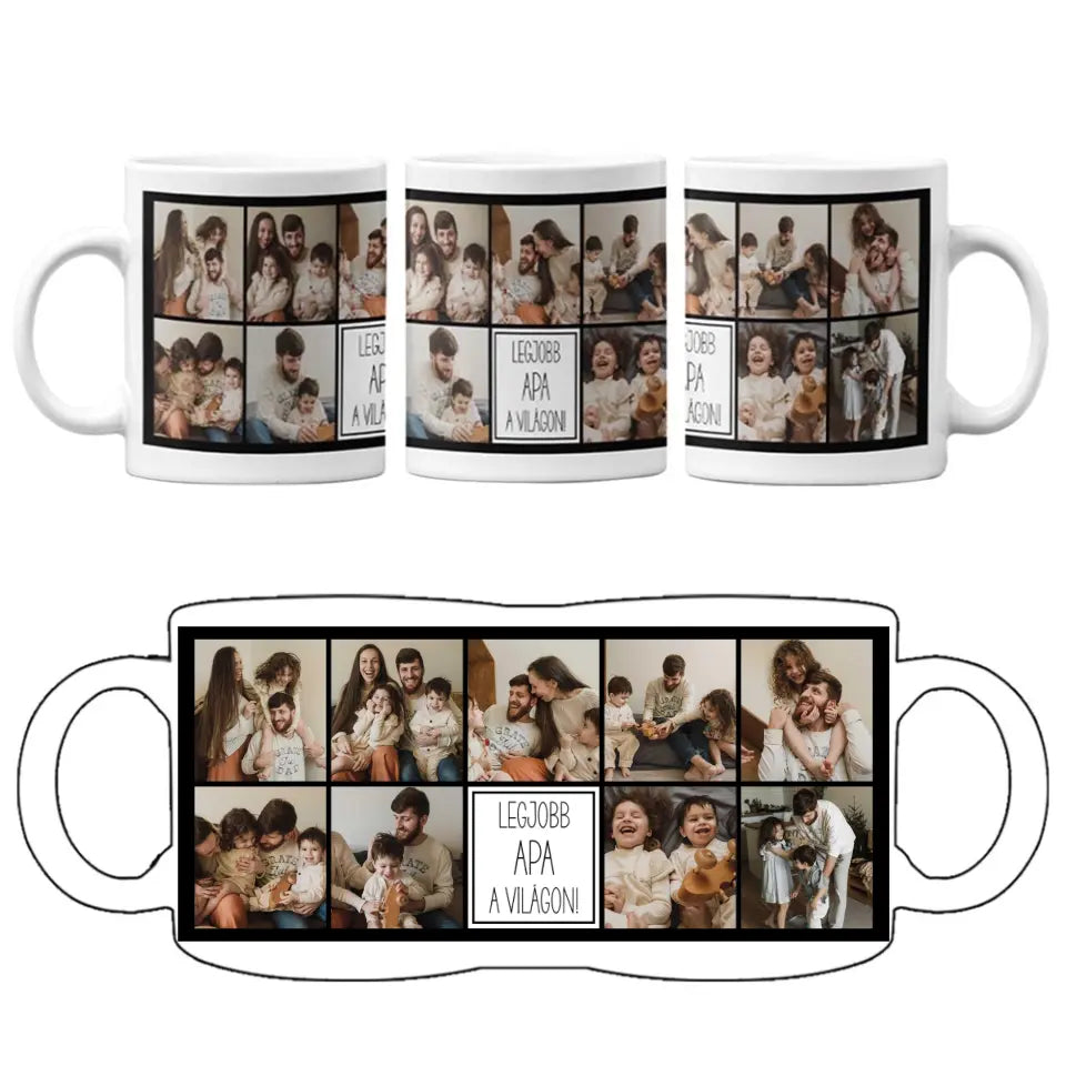 Egyedi ajándék bögre 9 képpel és Legjobb Apa a világon felirattal