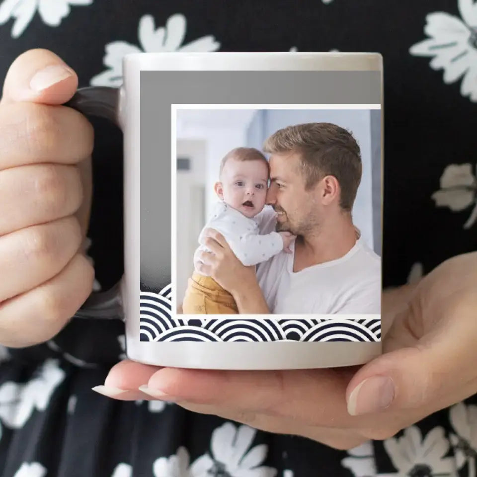 Szürke apák napi bögre saját fotóval és felirattal