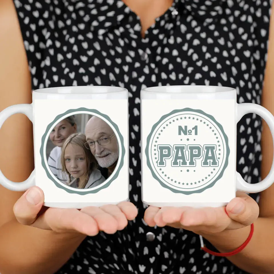 Egyedi fényképes ajándék bögre apáknak No1 Papa felirattal
