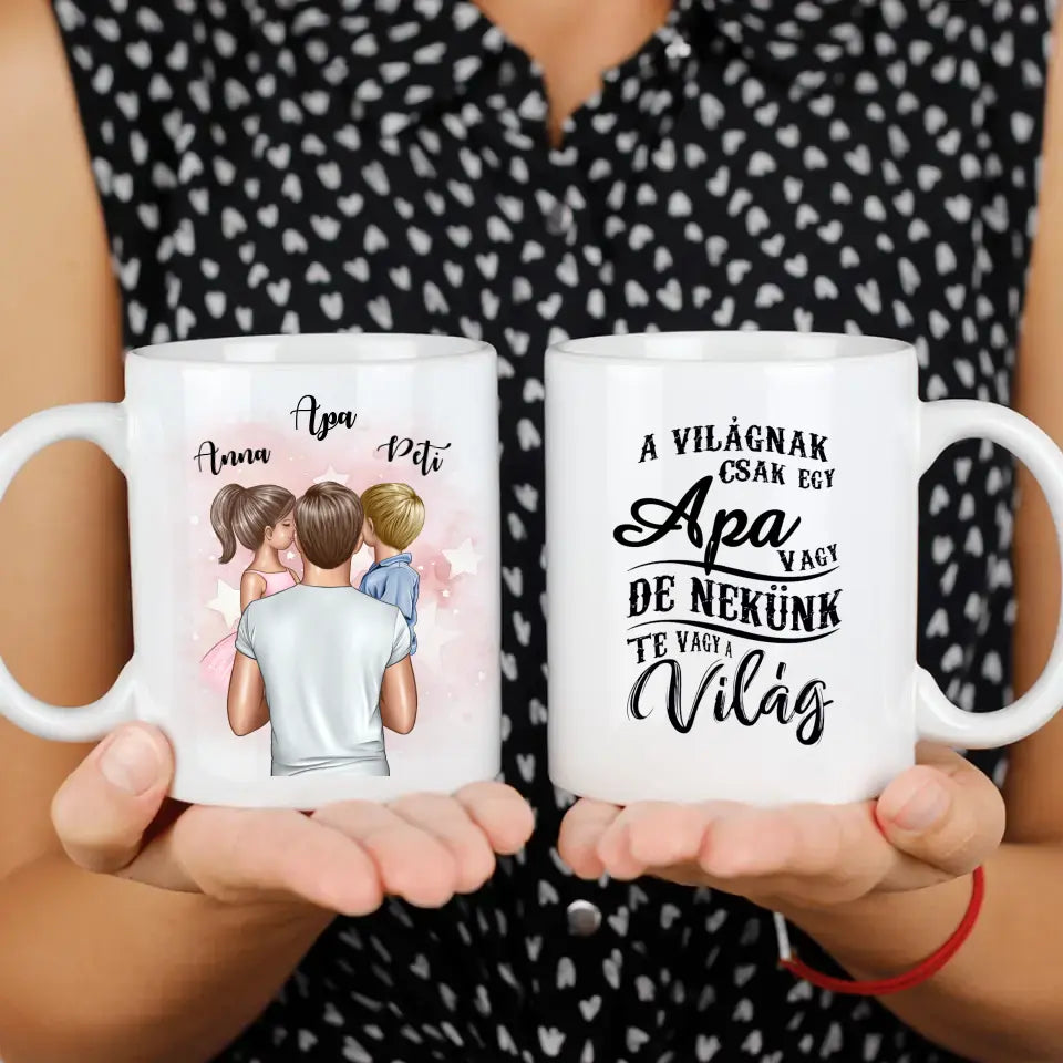 Apa két kisgyerekkel bögre