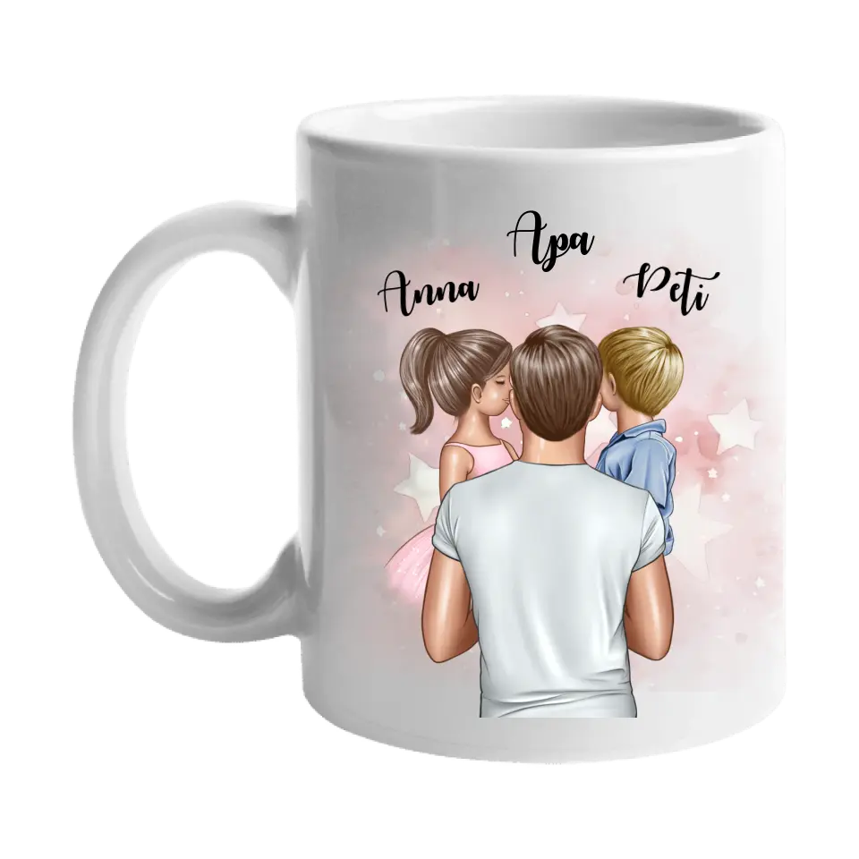 Apa két kisgyerekkel bögre