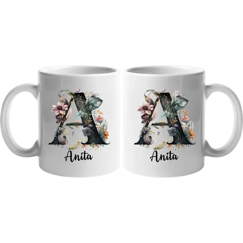 Virágos egyedi neves bögre