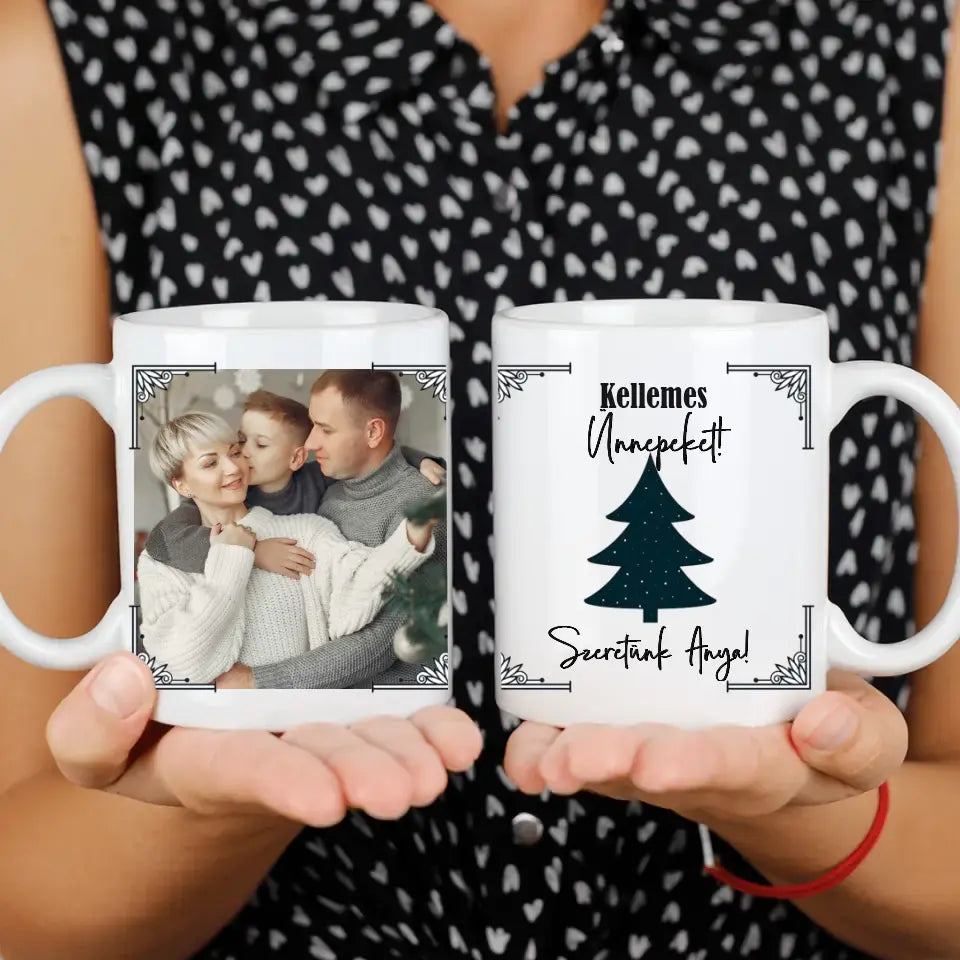 Karácsonyi egyedi képes ajándék bögre