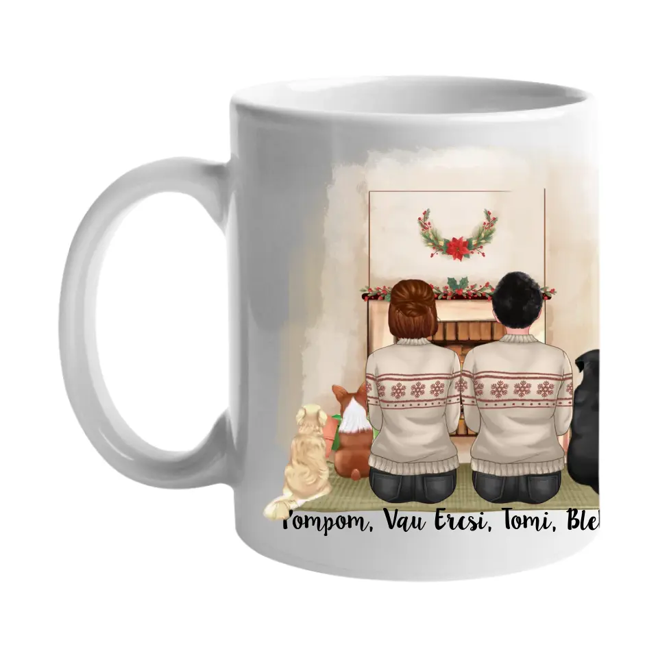 Kutyás karácsonyi bögre pároknak két kutyával