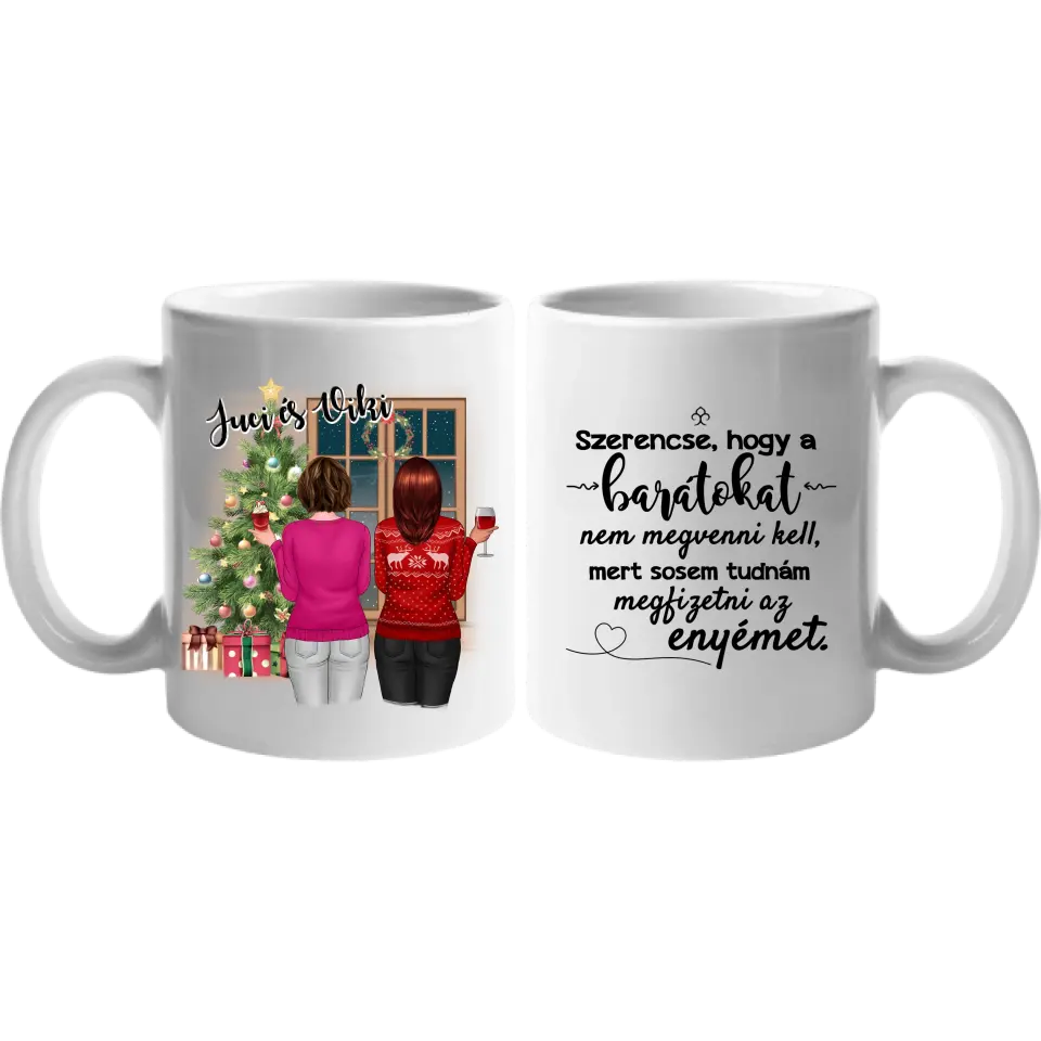 Karácsonyi legjobb barátnők háttal bögre