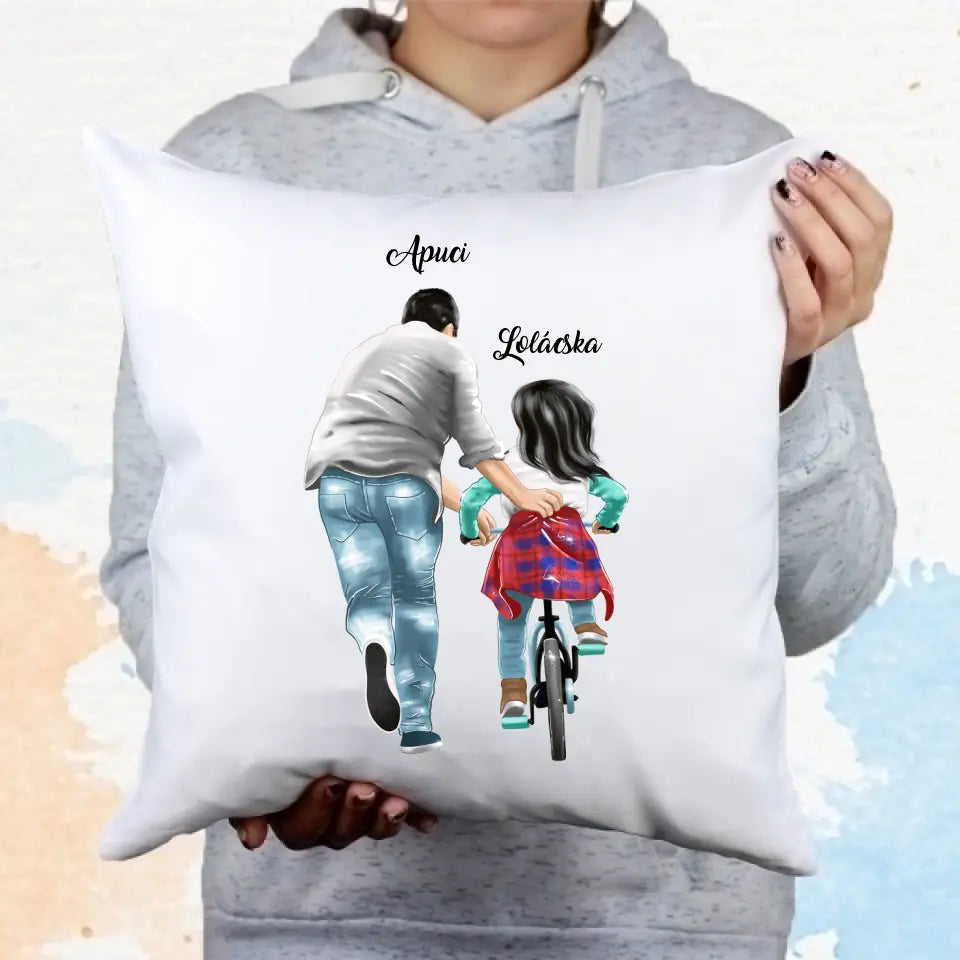 Szerkeszthető apa és lánya apák napi párna