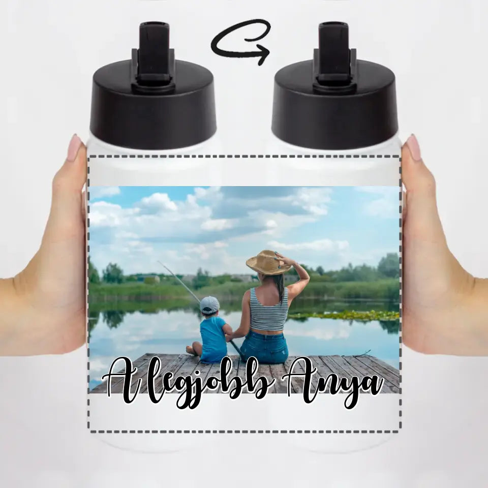 Szívószálas egyedi fényképes kulacs panoráma képpel