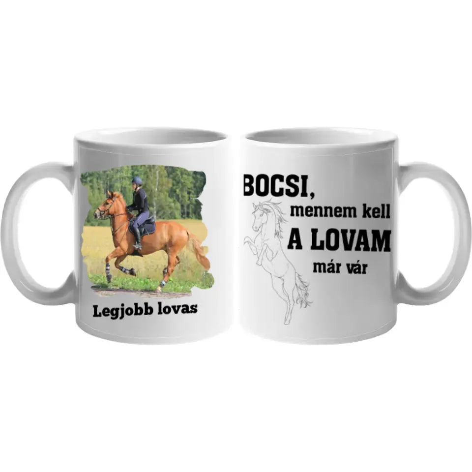 A lovam már vár egyedi képes lovas bögre