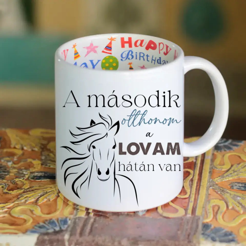 A második otthonom lovas bögre képpel
