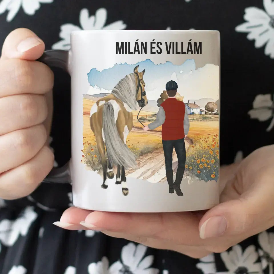 Egyedi lovas bögre férfiaknak